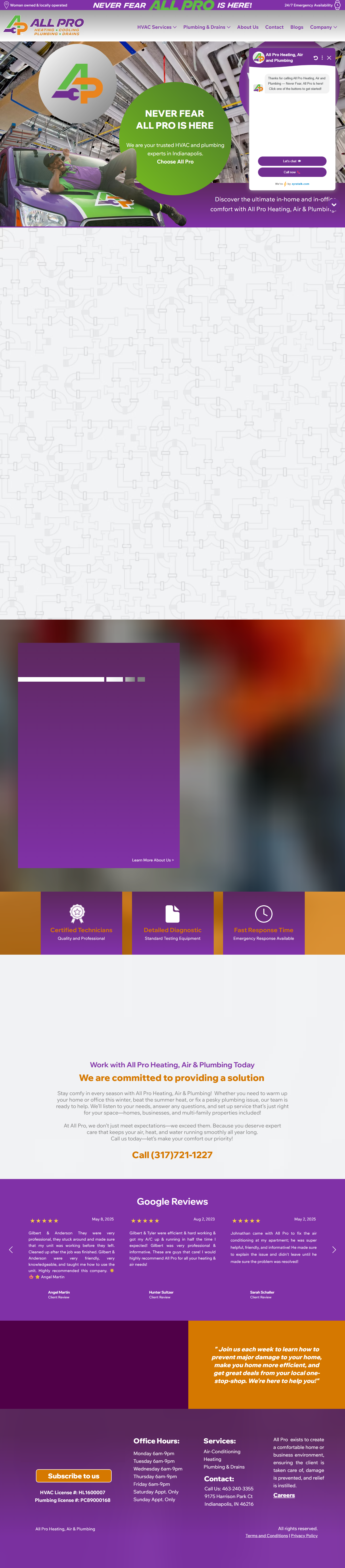 All Pro current website — desktop view