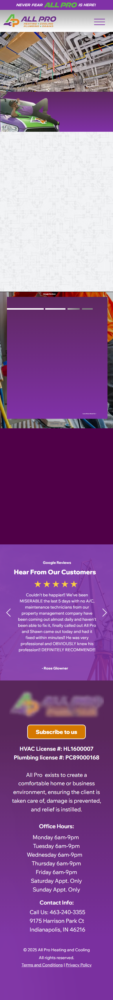 All Pro current website — mobile view